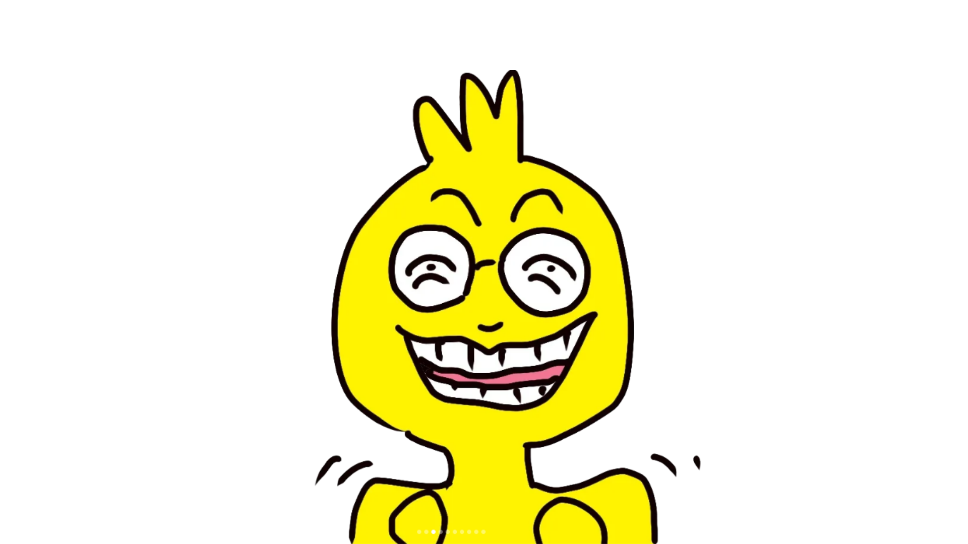 Toon, the yellow creature grinning with sharp teeth